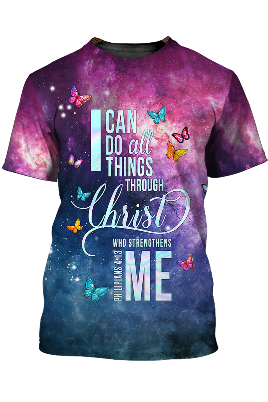 FUNSTUFFPRINT 3D Women Jesus Shirts I Can Do All Things Through Christ Who Strengthens Me 3D T-shirt