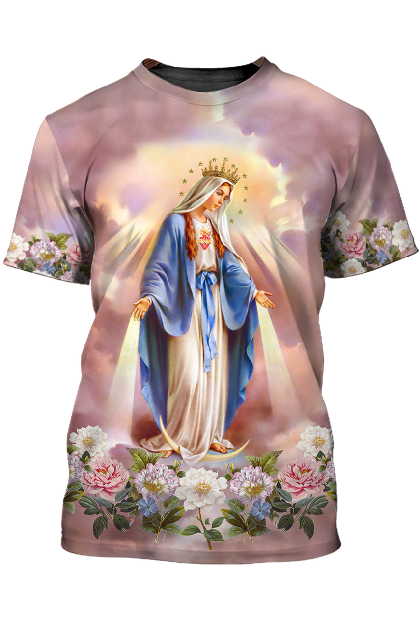 FUNSTUFFPRINT 3D Full Printed Virgin Mary Of Grace 3D T-shirt