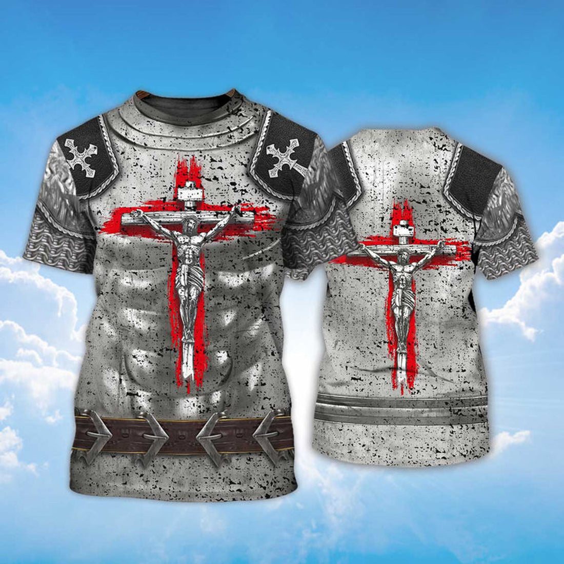 FUNSTUFFPRINT Knight Templar Armor T-Shirt Jesus Shirt 3D T-shirt
