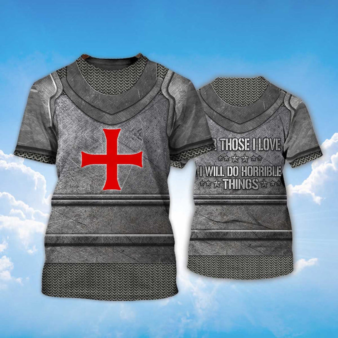 FUNSTUFFPRINT Knight Templar I Will Do Horrible Things 3D T-shirt