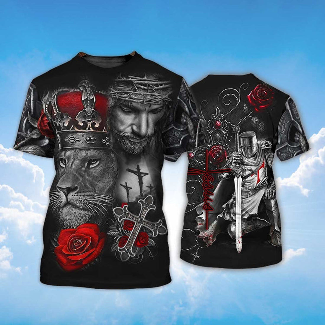 FUNSTUFFPRINT Knight Templar Lion A Child Of God 3D T-shirt
