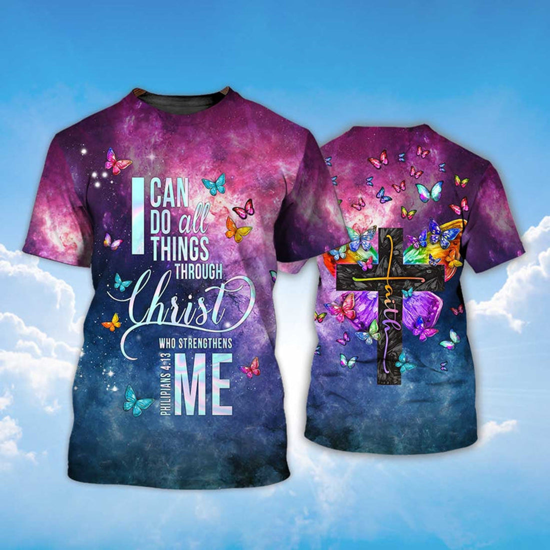 FUNSTUFFPRINT 3D Women Jesus Shirts I Can Do All Things Through Christ Who Strengthens Me 3D T-shirt
