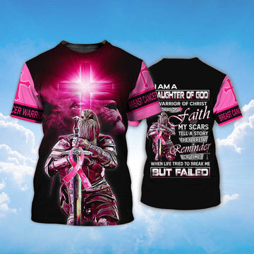 FUNSTUFFPRINT Women God Shirt Cancer Awareness I Am A Daughter Of God 3D T-shirt