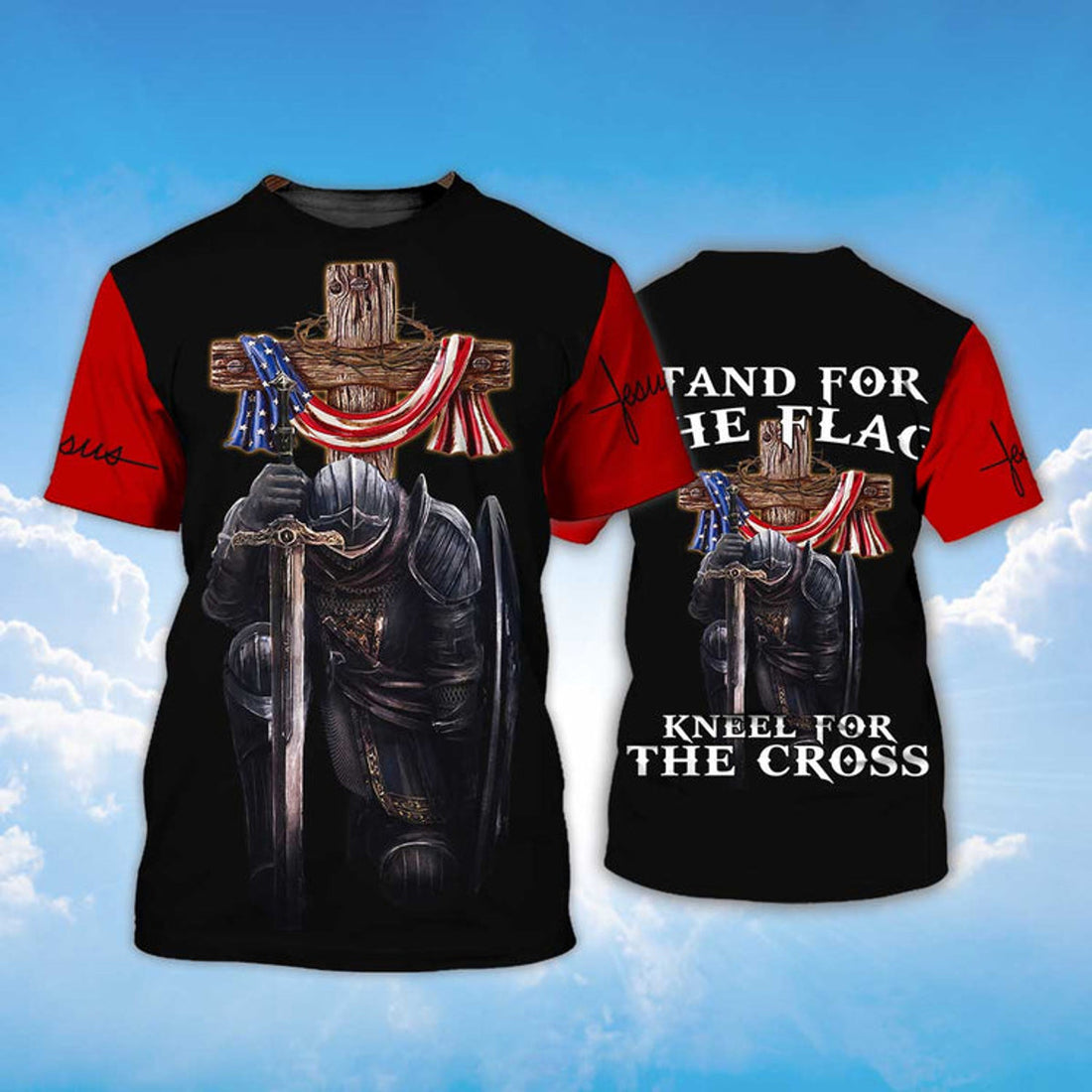 FUNSTUFFPRINT Knight Templar 3D All Over Print Unisex 3D T-shirt