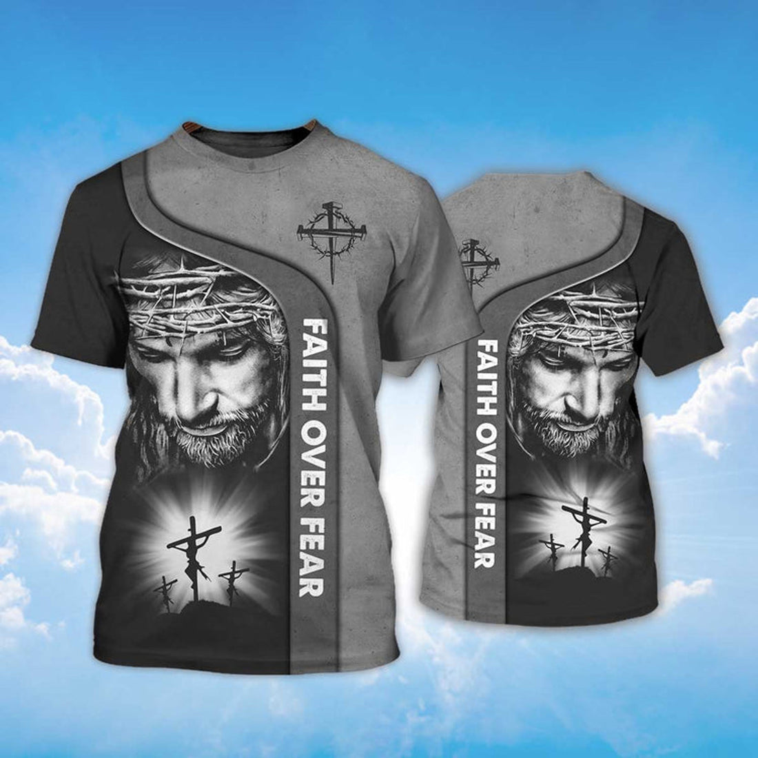 FUNSTUFFPRINT Faith Over Fear God Jesus 3D All Over Print 3D T-shirt