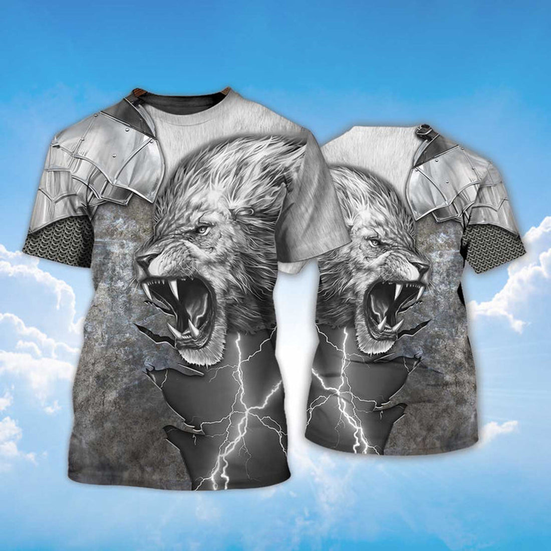 FUNSTUFFPRINT Thunder Lion Knight Armo Patterns 3D T-shirt