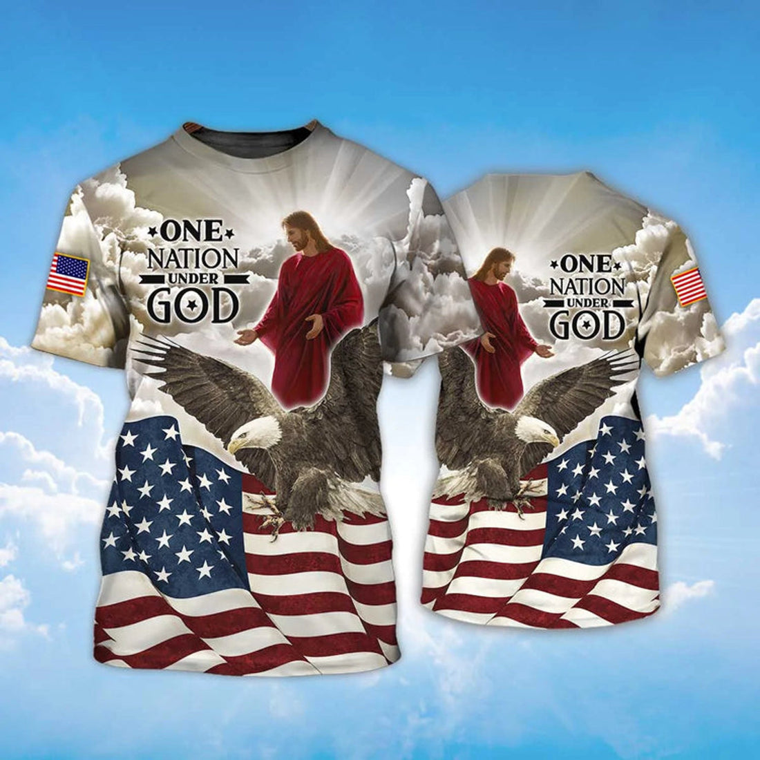 One Nation Under God Shirt Eagle America Flag T-Shirt Gift For Independence Day