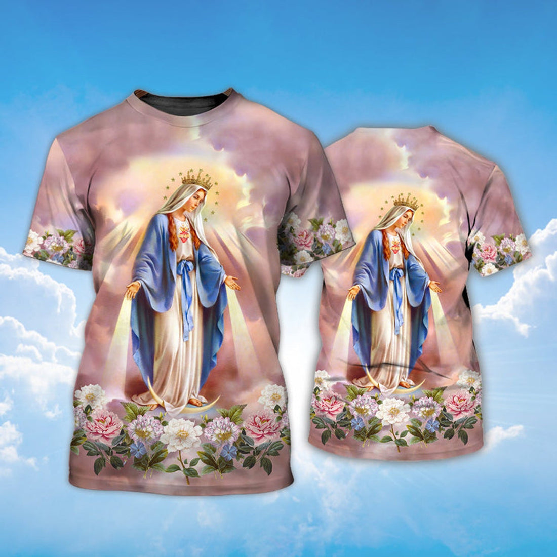 FUNSTUFFPRINT 3D Full Printed Virgin Mary Of Grace 3D T-shirt