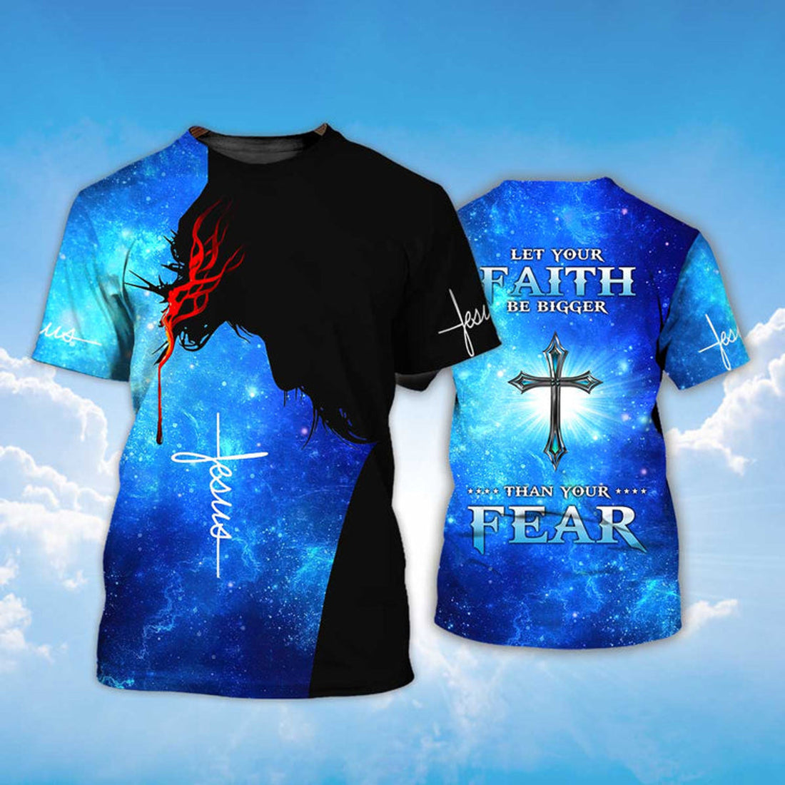 FUNSTUFFPRINT 3D Jesus T-Shirt Jesus Let Your Faith Be Bigger 3D T-shirt