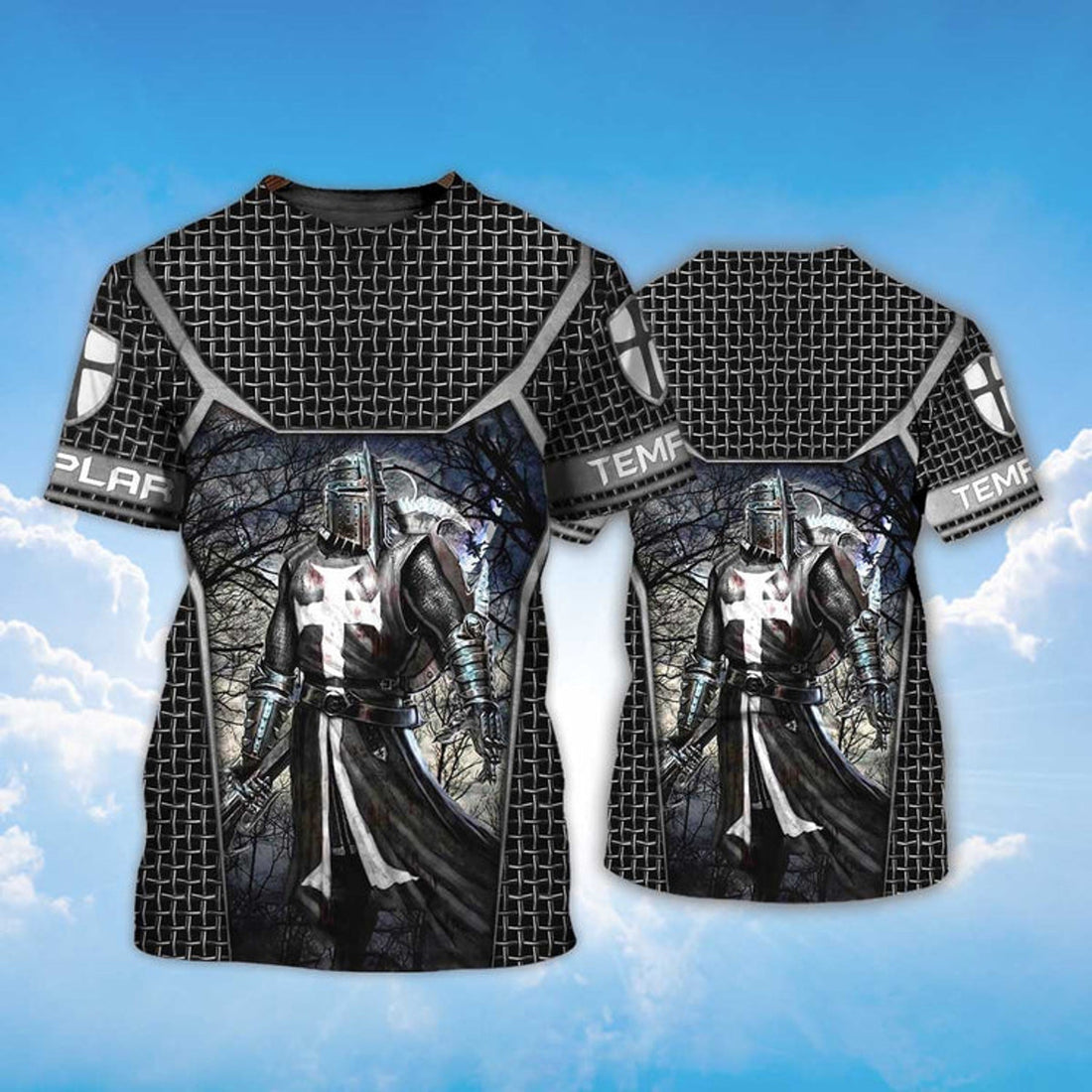 FUNSTUFFPRINT Knight Templar Warrior T-Shirt Templar Shirts 3D T-shirt