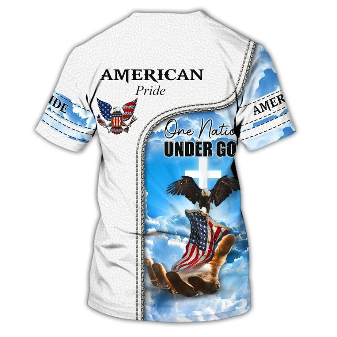 Custom Personalized Pride American 3D Tee Shirt, One Nation Under God Sublimation Shirt For 4Th Of July Gift