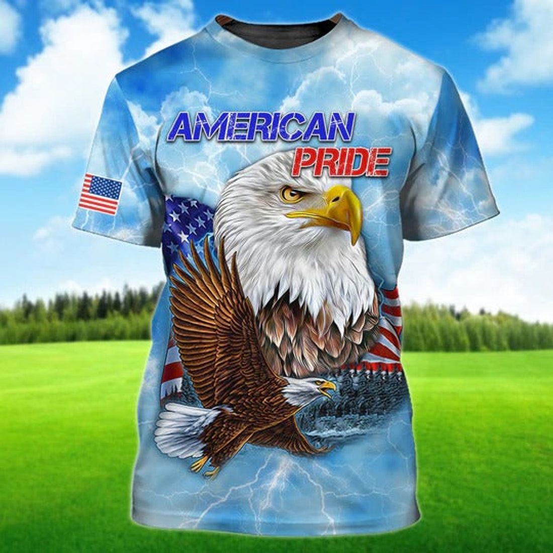 FUNSTUFFPRINT Independence American 3D Full Print T-Shirt For 4Th Of July Pride American 3D T-shirt