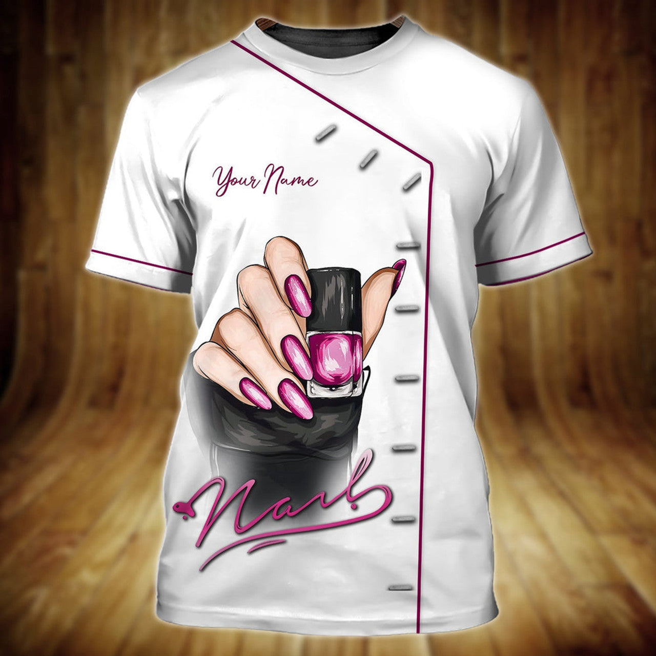 FUNSTUFFPRINT Personalized White 3D T-Shirt For Nail Technician, Women Nail Shirts Full Printed, Gift For Nail Tech 3D T-shirt