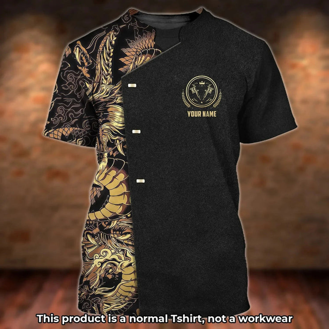 Tattoo Artist Shop Personalized Name 3D T-Shirt Gift For Tatoo Artist Dragon Pattern