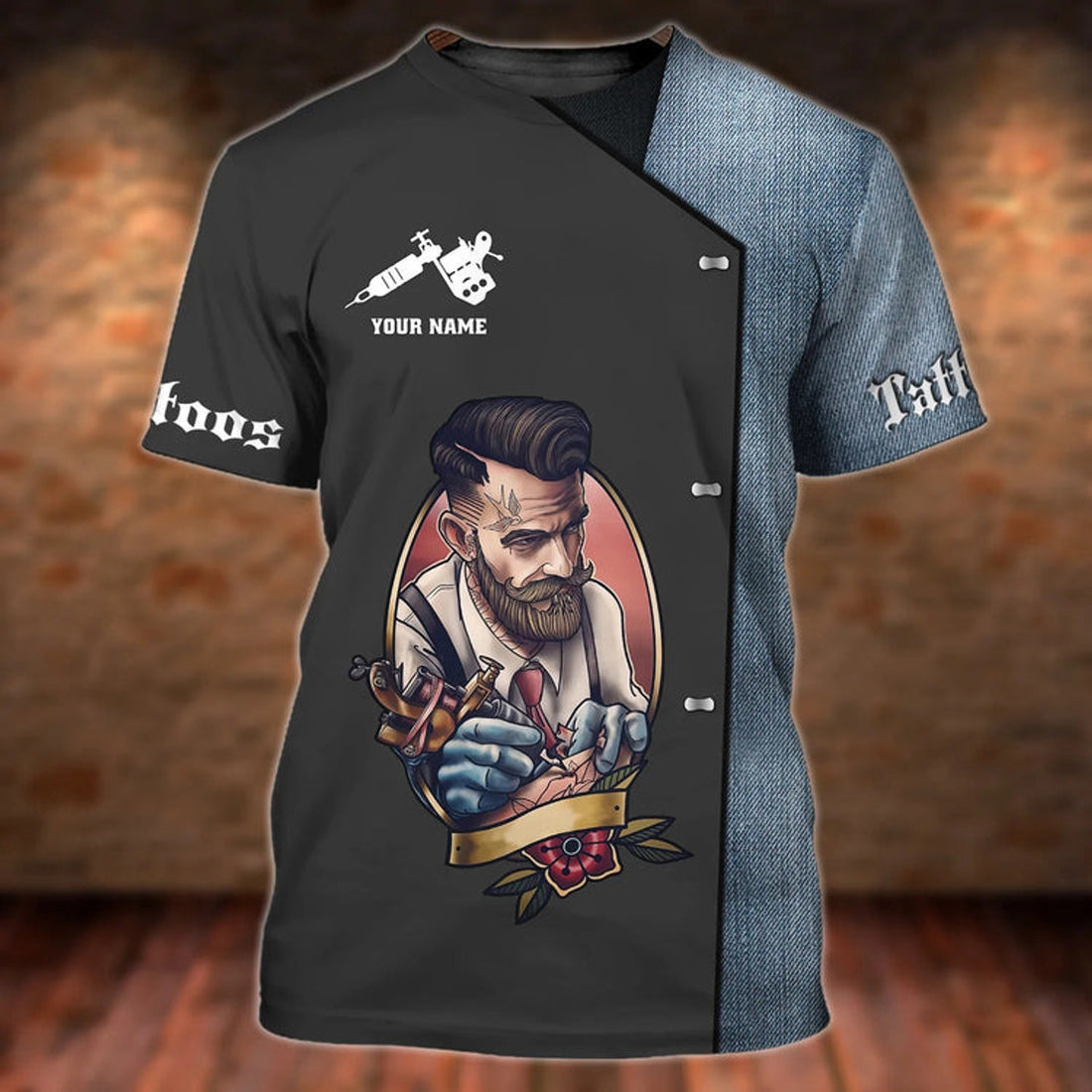 FUNSTUFFPRINT I Am A Tattoo Artist T-Shirt, Can't Fix Stupid, Funny T-Shirt For Tattoo Lover, 3D Tattoo Shirt 3D T-shirt