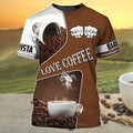 Cool 3D Coffee T-Shirt Brown Barista Shirt Café Shirt Uniform Gift For Coffee Lovers