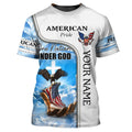 Custom Personalized Pride American 3D Tee Shirt, One Nation Under God Sublimation Shirt For 4Th Of July Gift