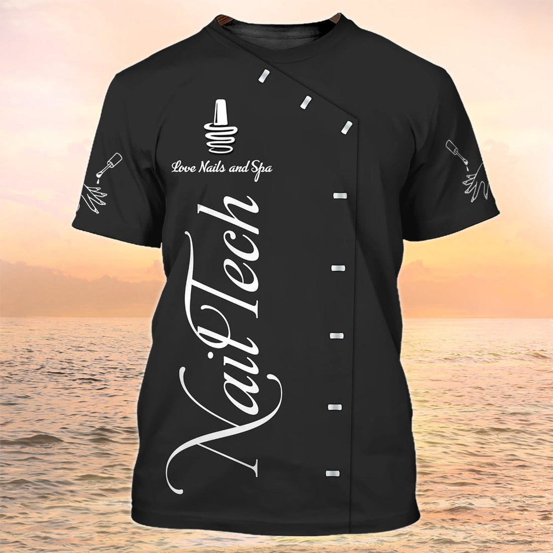 FUNSTUFFPRINT Black Nail Technician Shirts Tad Love Nails And Spa 3D T-Shirt Manicurist Gift 3D T-shirt