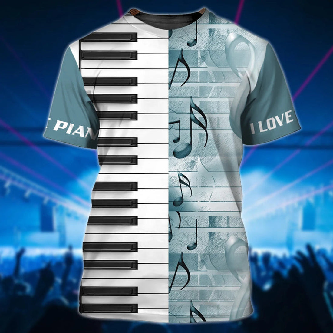 FUNSTUFFPRINT 3D All Over Print Piano T-Shirt, I Love Piano Shirts, Gift For Guitar Men Woman 3D T-shirt