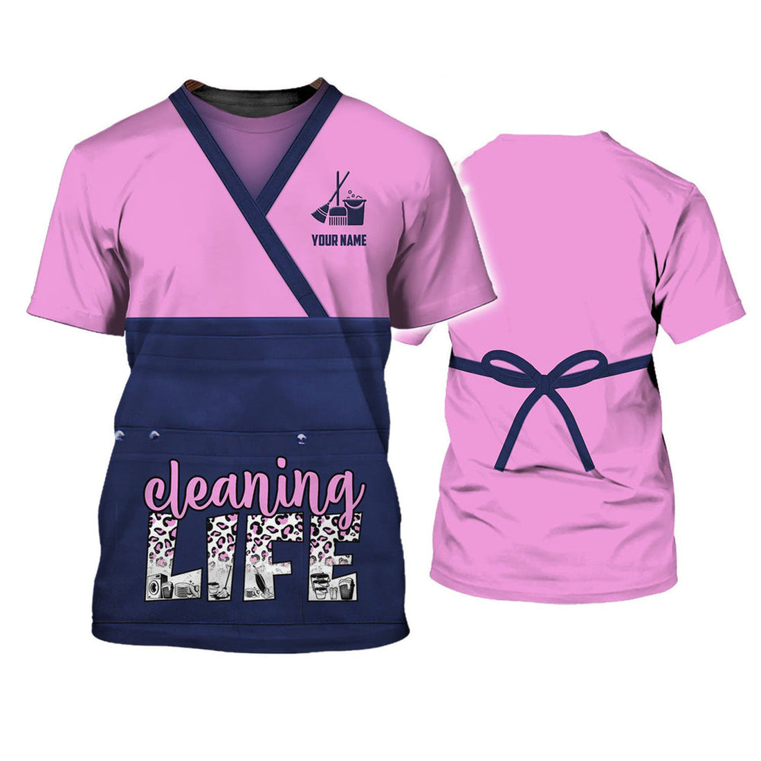 FUNSTUFFPRINT Housekeeper Cleaning Life Personalized Name 3D T-Shirt For A Housekeeper 3D T-shirt