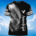 FUNSTUFFPRINT Lightning American Eagle Black T-Shirt Eagle Lover Shirt Men Women 3D T-shirt