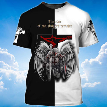 FUNSTUFFPRINT Knight Templar Shirt Religious Unisex T-Shirt Men Women 3D T-shirt