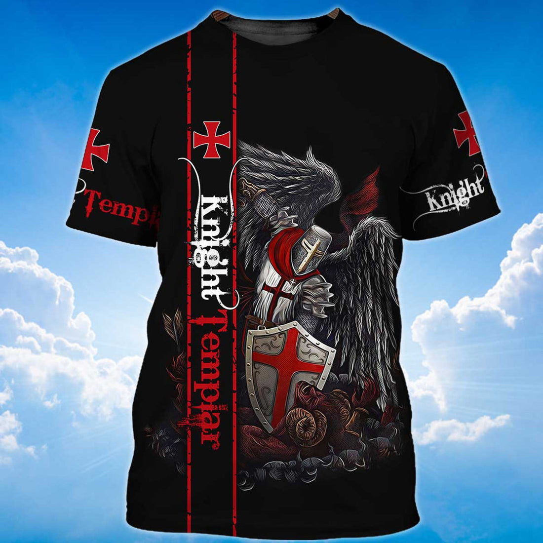 FUNSTUFFPRINT Knight Templar T-Shirt For Men Women Religious Shirt 3D T-shirt
