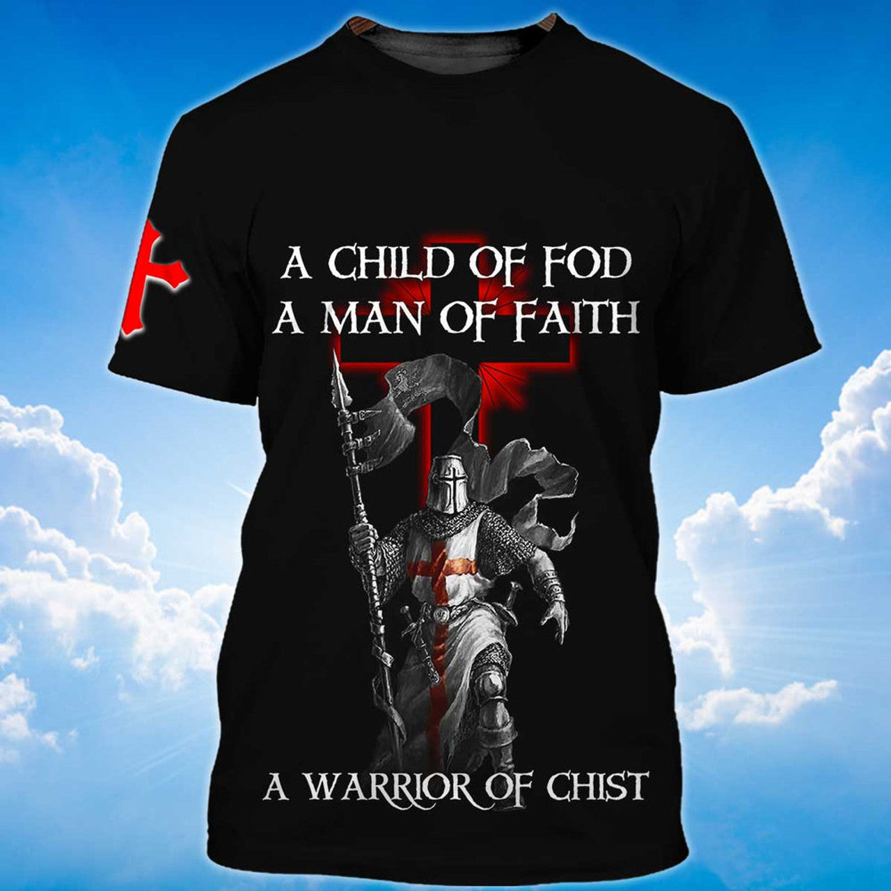 FUNSTUFFPRINT Knight Templar T-Shirt A Child Of God T-Shirt A Man Of Faith 3D Shirts 3D T-shirt