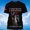 FUNSTUFFPRINT Knight Templar T-Shirt A Child Of God T-Shirt A Man Of Faith 3D Shirts 3D T-shirt