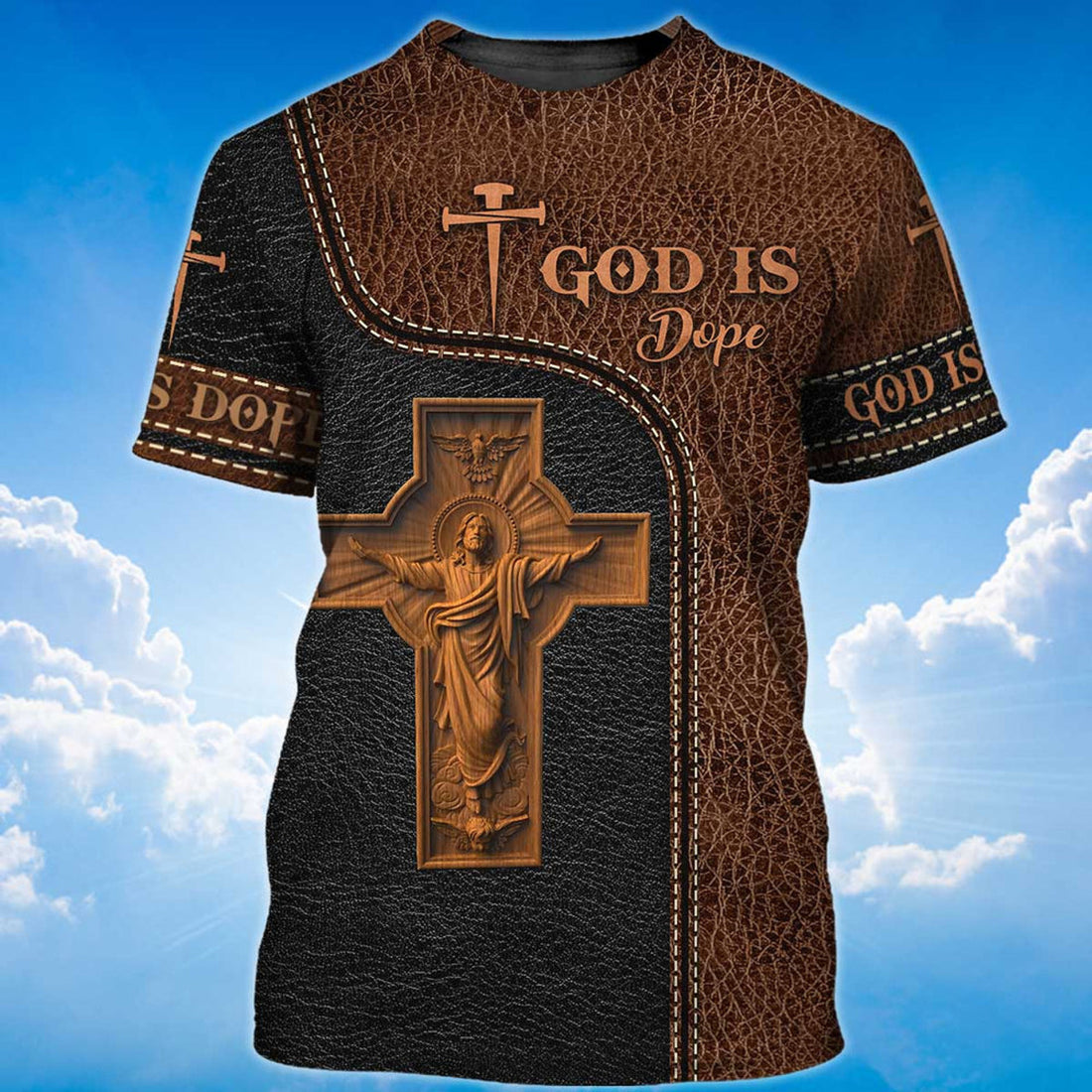 FUNSTUFFPRINT God Is Dope T-Shirt God Jesus 3D Shirt Men Women Leather Pattern 3D T-shirt