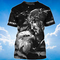 FUNSTUFFPRINT Eagle And God T-Shirt, Eagle Lover Black Shirt 3D For Adults 3D T-shirt