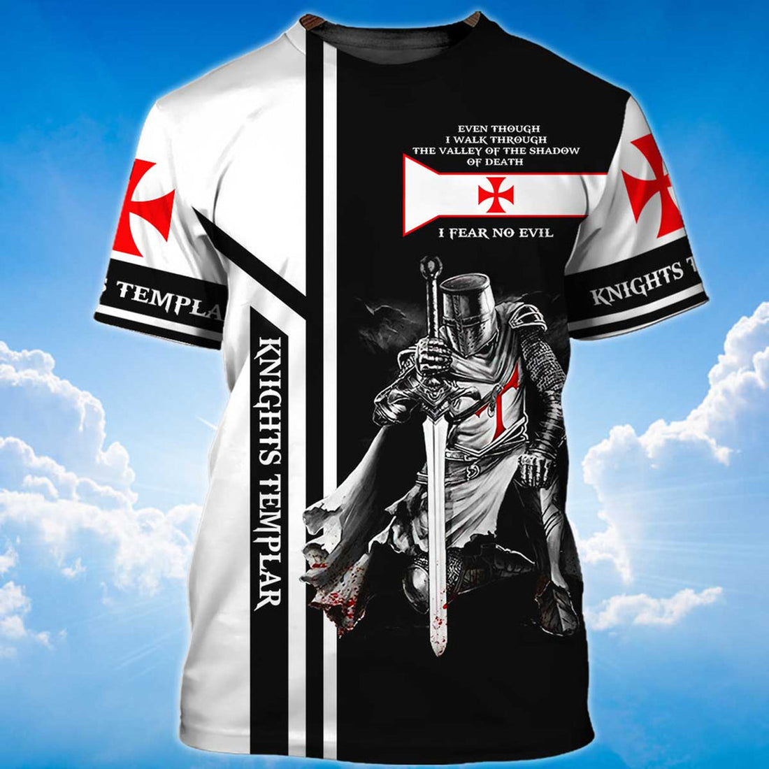 FUNSTUFFPRINT Stand For The Flag T-Shirt Kneel For The Cross Knight Templar 3D All Over Print 3D T-shirt