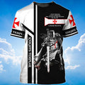 FUNSTUFFPRINT Stand For The Flag T-Shirt Kneel For The Cross Knight Templar 3D All Over Print 3D T-shirt