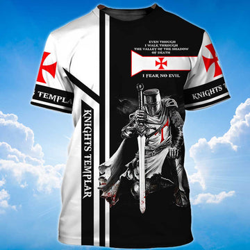FUNSTUFFPRINT Stand For The Flag T-Shirt Kneel For The Cross Knight Templar 3D All Over Print 3D T-shirt