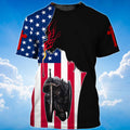FUNSTUFFPRINT One Nation Under God T-Shirt American Flag Knight Jesus Christian 3D T-shirt