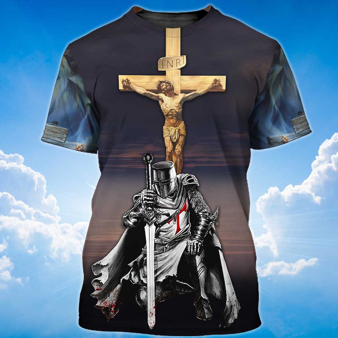 FUNSTUFFPRINT 3D All Over Printed Knight Templar Shirt I Believe In God T-Shirt Templar Shirts 3D T-shirt
