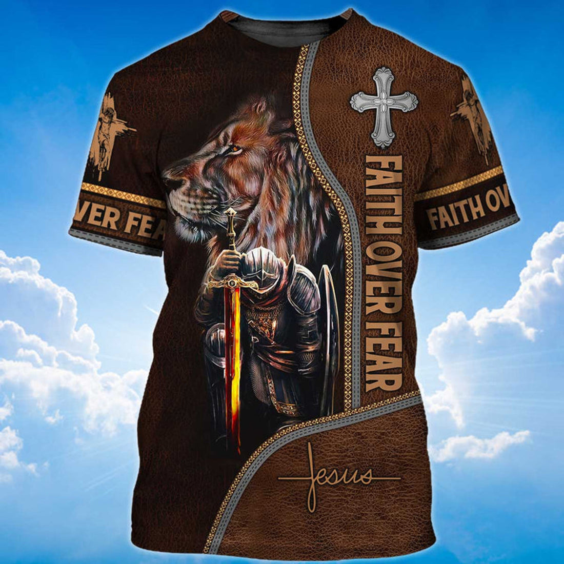 3D All Over Print Faith Over Fear Shirt Knight Templar T-Shirt