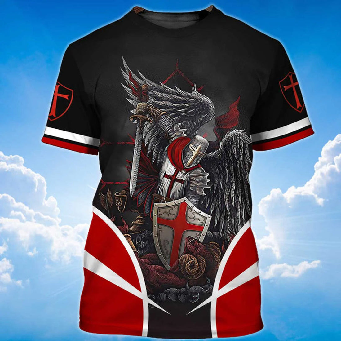 Knight Templar Fighting 3D Shirt Religious T-Shirt
