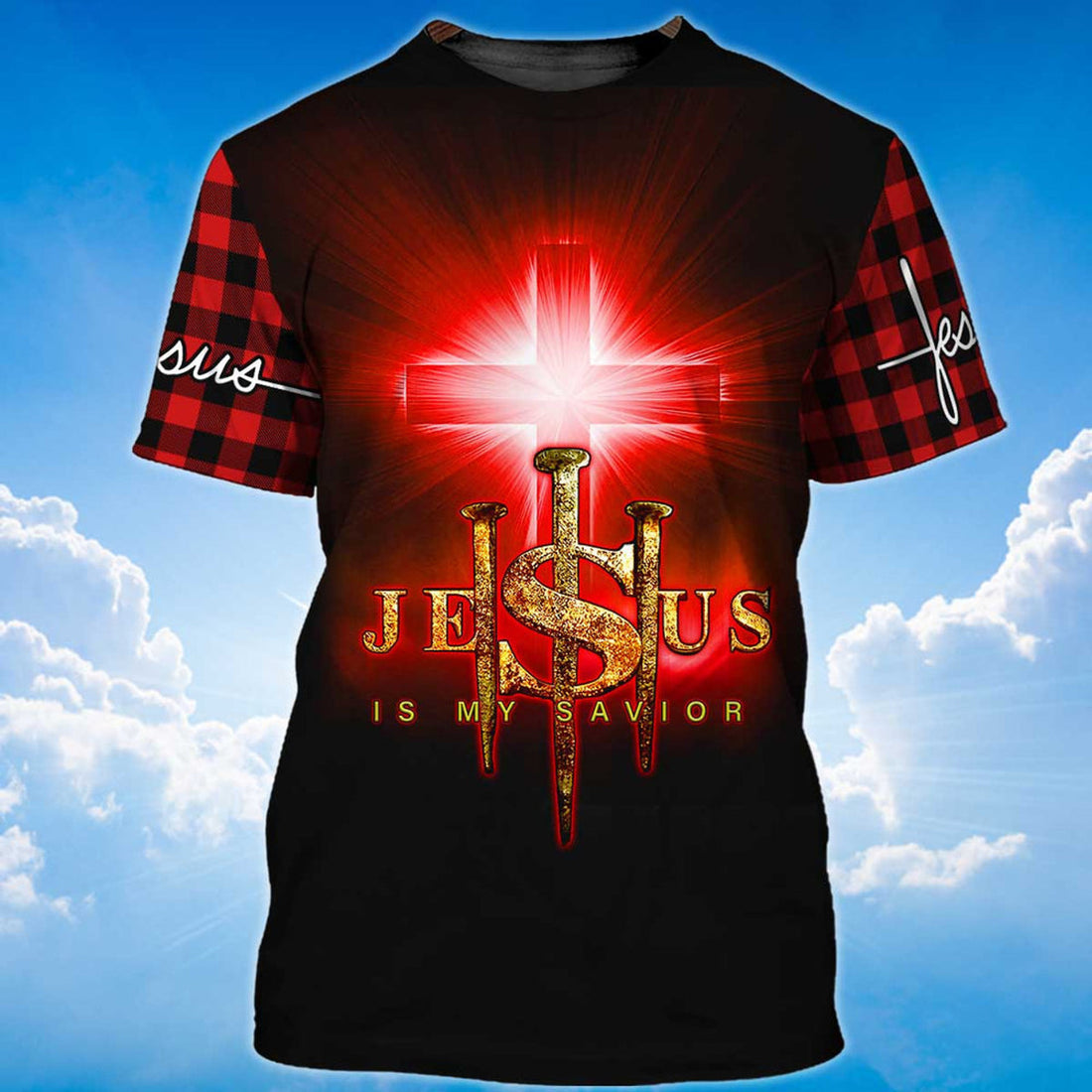 FUNSTUFFPRINT Jesus Is My Savior Shirt Christian T-Shirt Men Women 3D T-shirt