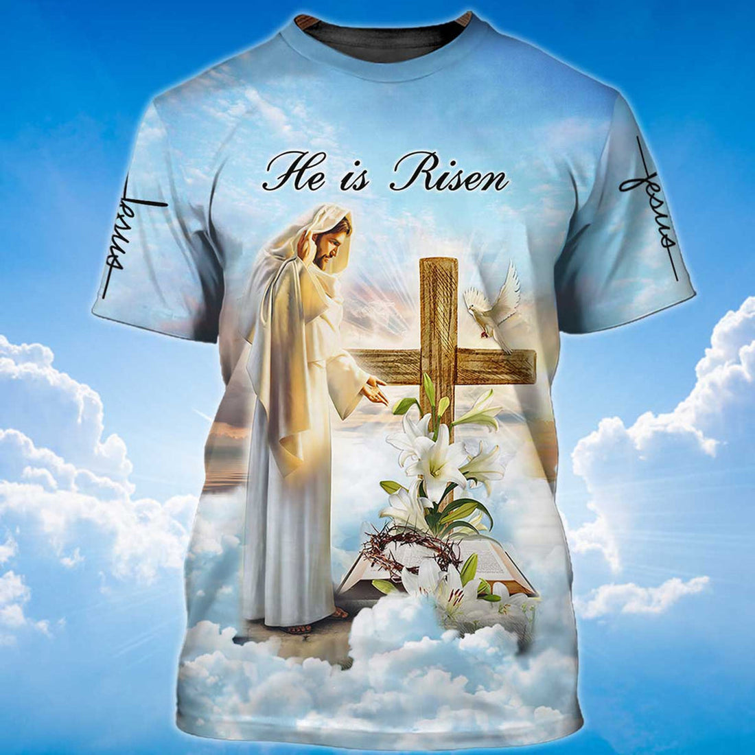 FUNSTUFFPRINT He Is Risen T-Shirt God Jesus 3D Shirt Men Women 3D T-shirt
