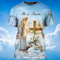 FUNSTUFFPRINT He Is Risen T-Shirt God Jesus 3D Shirt Men Women 3D T-shirt