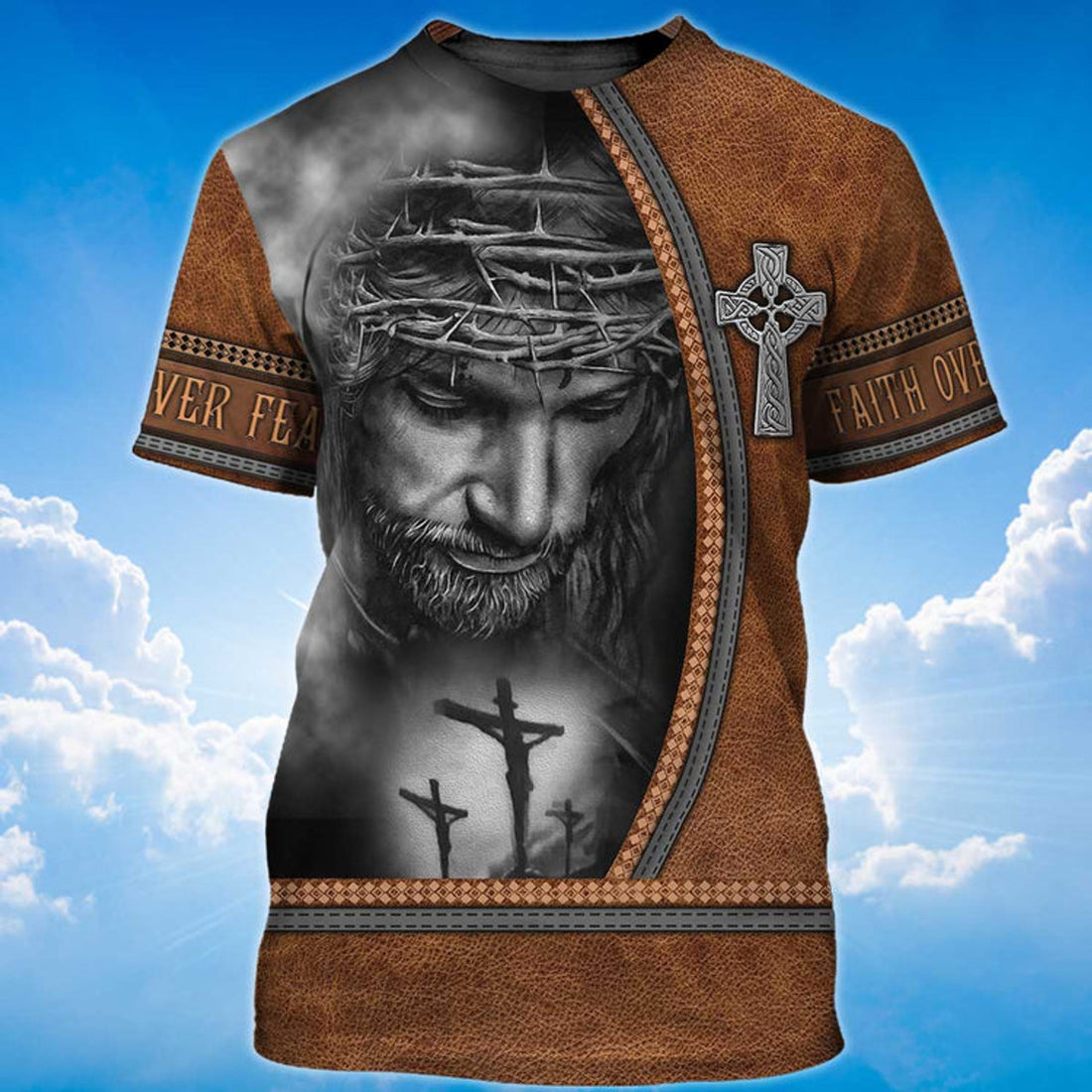 FUNSTUFFPRINT Jesus Faith Cross T-Shirt God Jesus Rose Women Tee Shirt 3D T-shirt