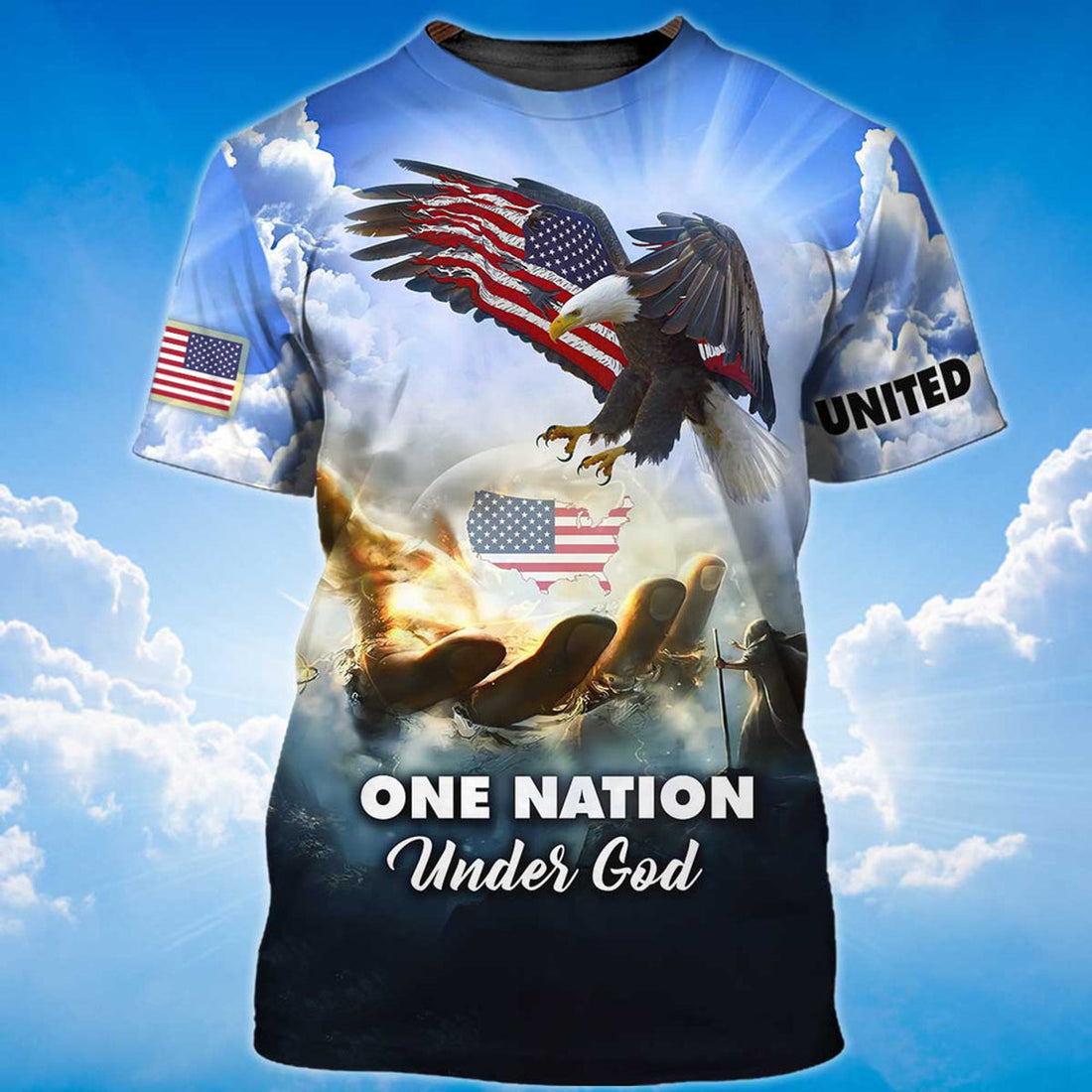FUNSTUFFPRINT One Nation Under God T-Shirt 11 Sep Patriotic Shirts 3D T-shirt