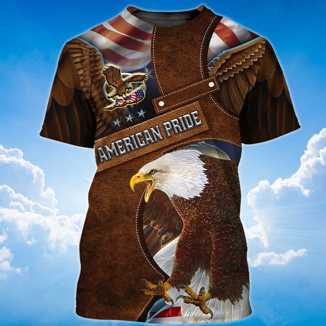 FUNSTUFFPRINT Eagle American Pride Brown T-Shirt Eagle Lover Shirt 3D T-shirt