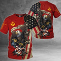 FUNSTUFFPRINT One Nation Under God American Flag Eagle All Over PrinT-Shirt Patriotic 3D Clothing 3D T-shirt