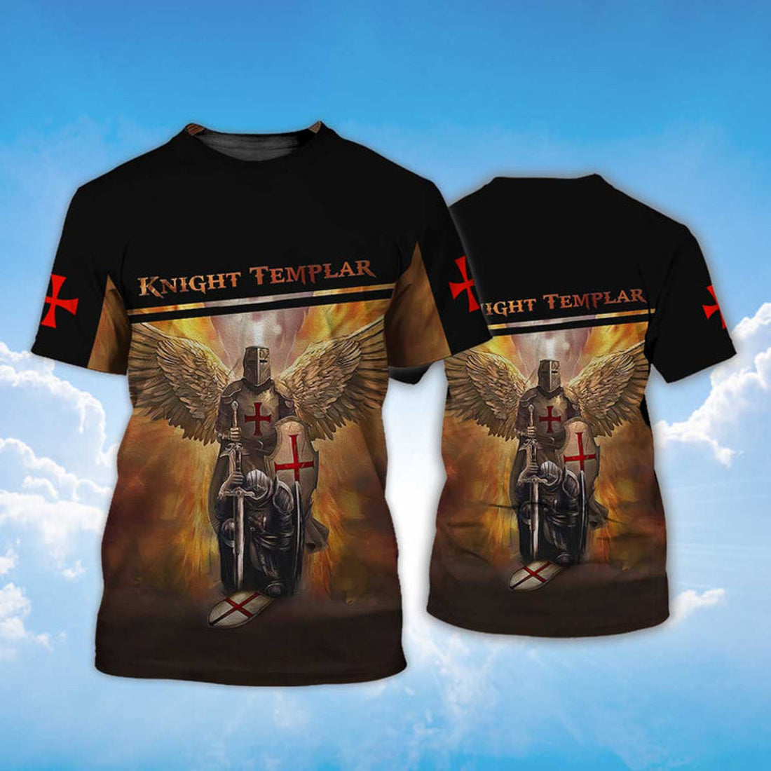 FUNSTUFFPRINT Knight Templar T-Shirt Wings Of Knight Templar Shirt 3D T-shirt