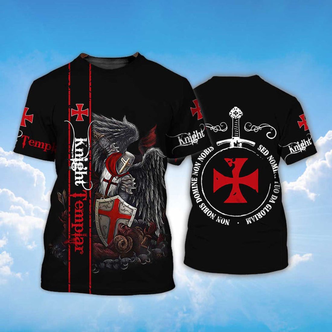FUNSTUFFPRINT Knight Templar T-Shirt For Men Women Religious Shirt 3D T-shirt