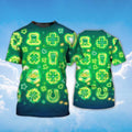 FUNSTUFFPRINT 3D All Over Print Light Glitter Shamrock Drink Beer HaT-Shirt, Happy St Patrick's Day Shirt 3D T-shirt