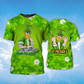 FUNSTUFFPRINT Irish man DJ Funny St Patrick's Day Shirt, All Over Print Shamrock Lucky Shirt 3D T-shirt