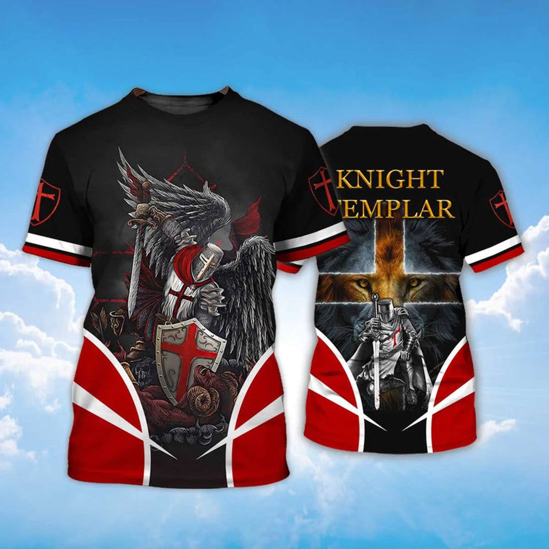 Knight Templar Fighting 3D Shirt Religious T-Shirt